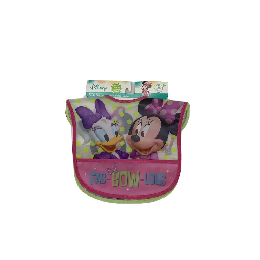 Disney 2 pk Minnie Mouse‎ Toddler Bibs Water Resistant NEW
